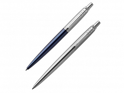 Набор из 2х ручек в подарочной коробке: Parker Jotter Essential, Royal Blue CT и Parker Jotter Essential, St. Steel СT (Серебристый, синий)