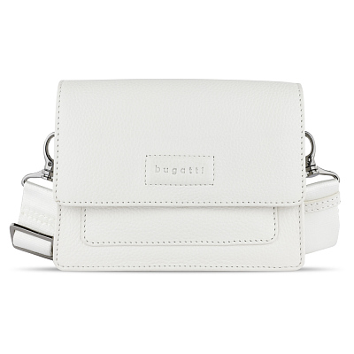 Сумка через плечо женская BUGATTI Elsa, белая, воловья кожа/полиэстер, 18,5х8,5х14,5 см