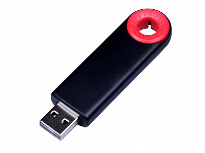 USB 2.0- флешка промо на 16 Гб прямоугольной формы, выдвижной механизм (Черный/красный)