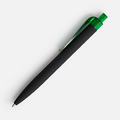 Ручка шариковая Prodir QS01 PRT-T Soft Touch, черная с зеленым (Зеленый)