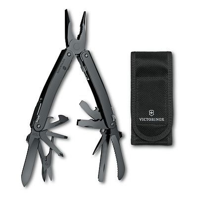 Мультитул VICTORINOX SwissTool Spirit MXBS, 105 мм, 24 функции, чёрный, в нейлоновом чехле