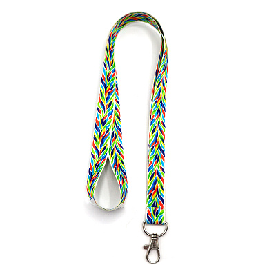 Ланъярд полноцветный Флоу с карабином, размер M (Мультиколор.)