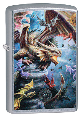 Зажигалка ZIPPO Anne Stokes с покрытием Street Chrome™, латунь/сталь, серебристая, 38x13x57 мм (Серебристый)