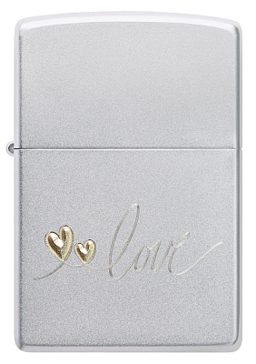 Зажигалка ZIPPO Love Design с покрытием Satin Chrome, латунь/сталь, серебристая, 38x13x57 мм