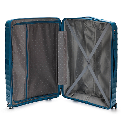 Чемодан TORBER Nevo, синий, полипропилен, 49 х 28 х 76 см, 95 л