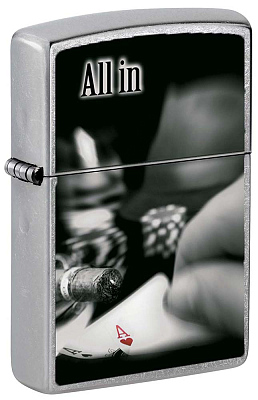 Зажигалка ZIPPO All In All с покрытием Street Chrome™, латунь/сталь,серебристая, матовая 38x13x57 мм