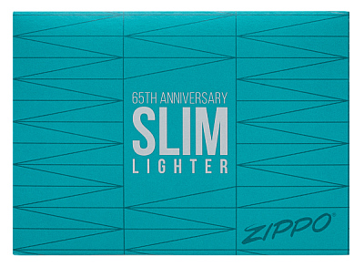 Зажигалка 65th Anniversary Zippo Slim® с покрытием Black Ice®, латунь/сталь, чёрная, 29x10x60 мм