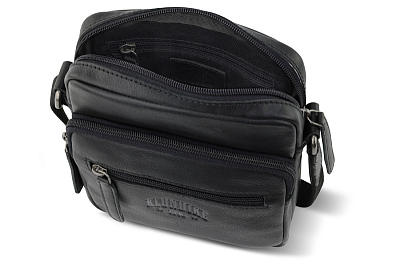 Сумка через плечо KLONDIKE GOLD «Lara», натуральная кожа в черном цвете, 19 х 20,5 х 6,5 см