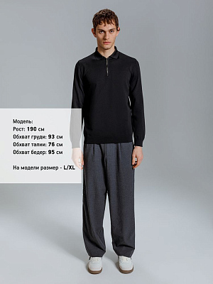 Рубашка поло мужская с длинным рукавом Terrazzo, черная