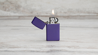 Зажигалка ZIPPO Slim® с покрытием Purple Matte, латунь/сталь, фиолетовая, матовая, 29x10x60 мм