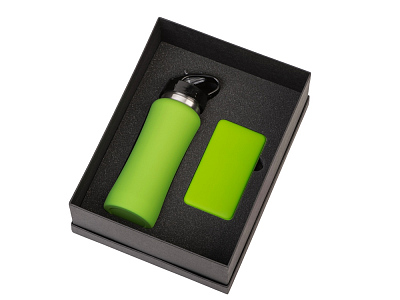 Подарочный набор COLOR IT с бутылкой для воды и повербанком, 5000 mAh (Зеленое яблоко)