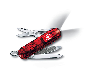 Нож-брелок VICTORINOX Swiss Lite 58 мм 7 функций полупрозрачный красный