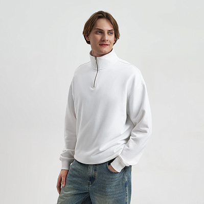 Толстовка на молнии унисекс FLOW, белая, размер XS/S (Белый)