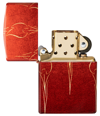 Зажигалка ZIPPO Ombre Flames с покрытием 540 Tumbled Brass, латунь/сталь, разноцветная, 38x13x57 мм