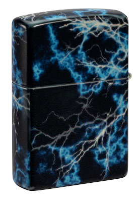 Зажигалка ZIPPO Lightning с покрытием Glow In The Dark Green, латунь/сталь, черная, 38x13x57 мм