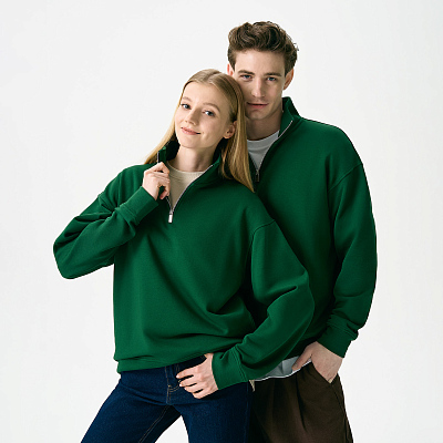 Толстовка на молнии унисекс Флоу (Flow), зеленая