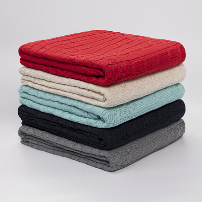 Плед Фадо (Fado) вязаный, аква (без подарочной коробки)