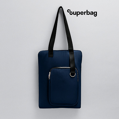 Шоппер Superbag Pocket (темно-синий с черным) (Темно-синий с черным)