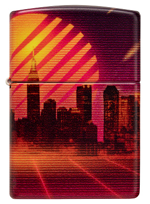 Зажигалка ZIPPO Cyber City с покрытием 540 Matte, латунь/сталь, оранжевая 38x13x57 мм