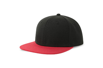 Бейсболка "SNAP BACK-S", 6 клиньев, пластиковая застёжка (Черный, красный)