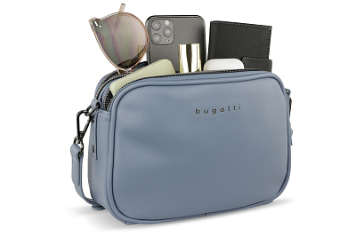 Сумка кросс-боди женская BUGATTI Almata, голубая, полиуретан, 21,5х6х15 см