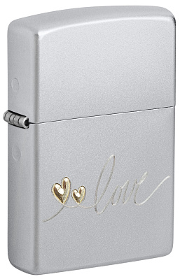 Зажигалка ZIPPO Love Design с покрытием Satin Chrome, латунь/сталь, серебристая, 38x13x57 мм (Серебристый)