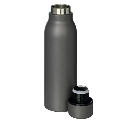 Термобутылка вакуумная герметичная Соренто (Sorento), серая, зернистое покрытие