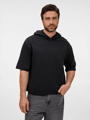 Футболка оверсайз унисекс с капюшоном Neofit, черная (Чёрный)