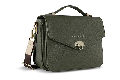 Сумка женская BUGATTI Ella, оливковая, полиуретан, 29х10х22 см (Зеленый)