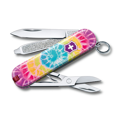 Нож-брелок VICTORINOX Classic "Tie Dye", 58 мм, 7 функций (Разноцветный)