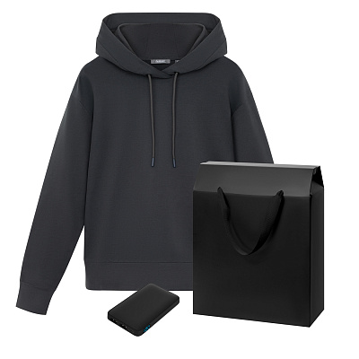 Набор с одеждой ALEX (худи, аккумулятор), черный, M (Серый, черный)