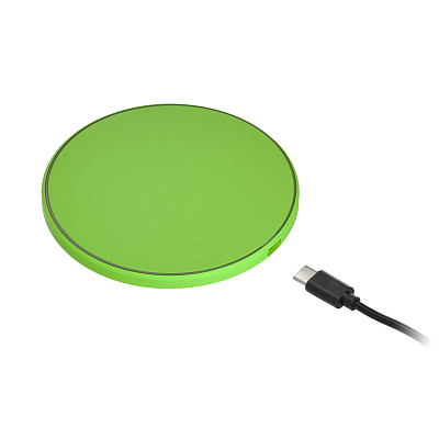 Беспроводное зарядное устройство с подсветкой 15W Аурис (Auris), салатовое