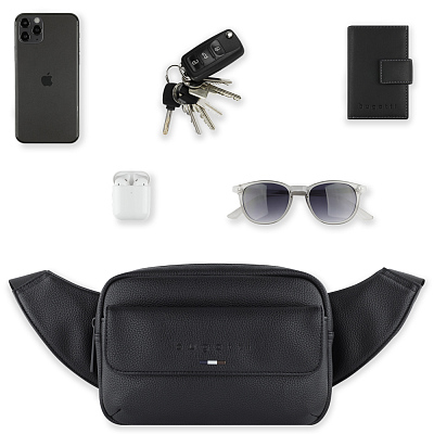 Сумка на пояс мужская BUGATTI Rico, черный, полиуретан, 22 x 7 x 15 см