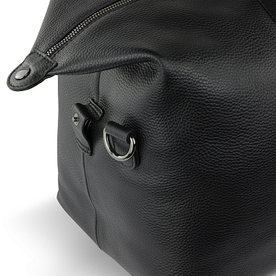 Сумка дорожная BUGATTI Elsa, чёрная, воловья кожа/полиэстер, 47х22х24/30 см