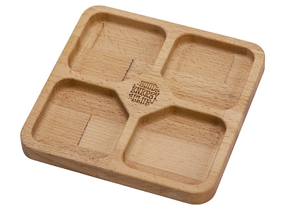 Менажница квадратная Snacks с гравировкой (Коричневый)