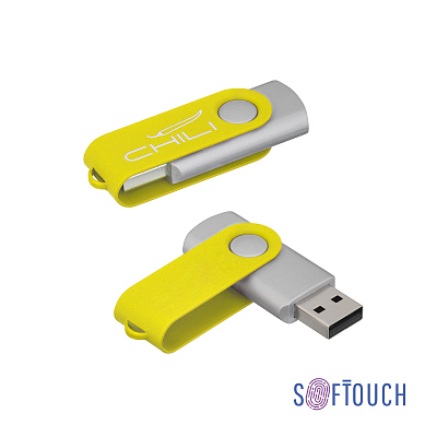 Флеш-карта "Vostok", объем памяти 16GB, покрытие soft touch#, желтый