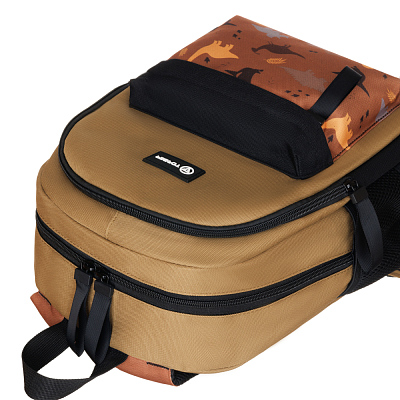 Рюкзак TORBER CLASS X Mini, хаки с орнаментом, полиэстер 900D + Мешок для сменной обуви в подарок!