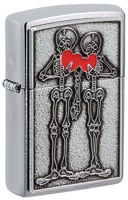 Зажигалка ZIPPO Couple Love с покрытием Brushed Chrome, латунь/сталь, серебристая, 36x13x57 мм (Серебристый)