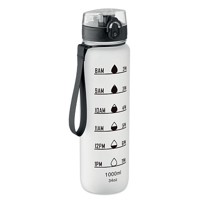 Sports water bottle RPET 1L (Прозрачно-белый)
