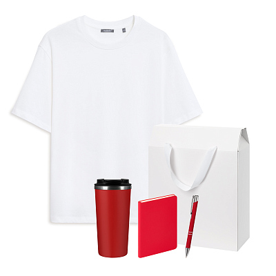 Набор с одеждой RUST (футболка, термокружка, ежедневник, ручка), красный/белый, XS/S (Белый, красный)