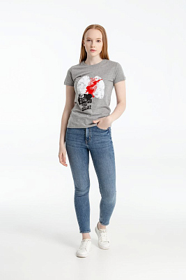 Футболка женская «Ты у меня вот здесь», серый меланж