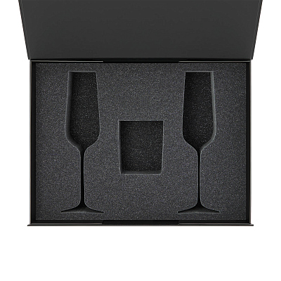 Ложемент под свечу Enigma + 2 бокала для шампанского в среднюю коробку-трансформер (арт. 695721) (Серый)