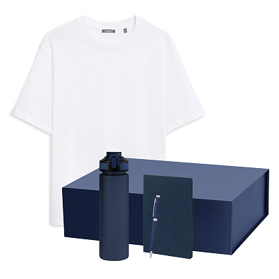 Набор с одеждой RUST NEO (футболка, бутылка, ежедневник, ручка), белый/синий, XL/2XL (Белый, синий)