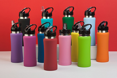 Бутылка для воды "Индиана" 600 мл, покрытие soft touch, голубой