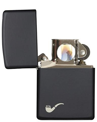 Зажигалка для трубок ZIPPO Pipe с покрытием Black Matte, латунь/сталь, чёрная, матовая, 36x12x56 мм
