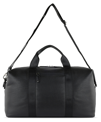 Сумка дорожная BUGATTI Elsa, чёрная, воловья кожа/полиэстер, 47х22х24/30 см