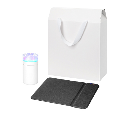 Подарочный набор Crystal, Honor, черный (увлажнитель воздуха, зарядное устройство) (Белый, черный)