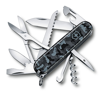 Нож перочинный VICTORINOX Huntsman Navy Camouflage, 91 мм, 15 функций, серо-синий камуфляж (Разноцветный)