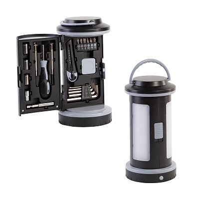 Набор инструментов "Pod" с фонарем  (Черный с серым)