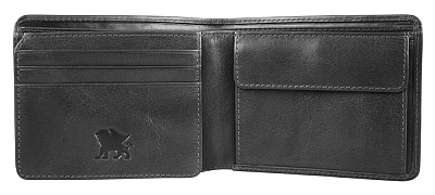 Бумажник Mano "Don Luca", натуральная кожа в черном цвете, 11 х 8,5 см